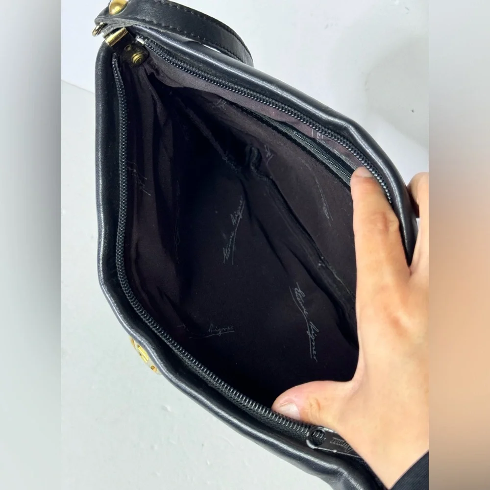 Etienne Aigner Women’s Black Genuine Leather Crossbody Shoulder Bag - Picture 7 of 9